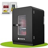 Juskys 2in1 Mini Kühlschrank 15 Liter Schwarz - kleine Minibar mit Kühl- und Heizfunktion - kleiner Getränkekühlschrank 12V und 230V - Büro, Camping