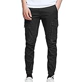 Herren Jack & Jones Hose Cargo Jogger Pants Paul Flake AKM 542 Twill Gummibund, Farben:Schwarz, Größe Hosen:32W / 30L