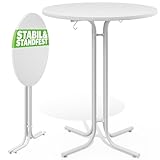 Casaria® Stehtisch Ø 80 cm Klappbar Rund Stabil Garten Hoch Holz pulverbeschichtet Metall Hochtisch Bistrotisch Partytisch Bartisch Biertisch Grau