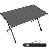 EVER ADVANCED Campingtisch Klappbar Aluminium 120X70CM Klapptisch 80KG Belastbar Aufrollbarer Tischplatte für 4-6 Personen, Falttisch mit Tragetasche für Camping Picknick Garten Balkon, Dunkelgrau