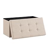 Zedelmaier Sitzbank mit Stauraum Polsterbank Sitzhocker Sitztruhe belastbar bis 300 kg 76 x 38 x 38 cm (Leinen - Beige)