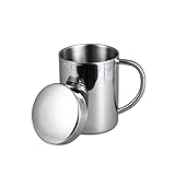 IMEEA Edelstahl Doppelwand Kaffee Becher Thermobecher mit Deckel für Camping Picknick(400ml)