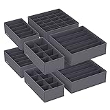 SONGMICS Unterwäsche-Organizer 8er Set, Schubladen-Organizer faltbar, Ordnungssystem Kleiderschrank, Aufbewahrungsbox Schrank, Stoffboxen Aufbewahrung, für BHs Socken Krawatten, grau RUS08GY