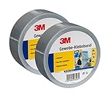 3M Gewebe-Klebeband, Panzerband, Gaffa-Tape in Silber-Grau 50mm x 50 m – Duct Tape handreißbar & wasserfest für universelle Anwendungen wie Markieren, Abdichten, Bündeln – 2er Pack