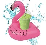 Aufblasbarer Flamingo Getränkehalter - Schwimmender Becher & Dosenhalter für Poolpartys - aufblasbar Schwimmreif