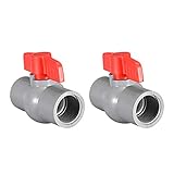 sourcing map 2Pcs PVC Kugelhahn Wasserrohr Gewindeenden 1' Innenlochdurchmesser Rot Grau