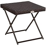 Outsunny Polyrattan Beistelltisch Gartentisch klappbar Couchtisch Gartenmöbel Falttisch Metall Braun 40 x 40 x 40 cm