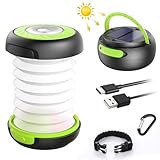 GlobaLink LED Campinglampe Faltbare Solar Camping Laterne Energienbank mit 2 Lademethoden (Solar/USB) und 3 Lichtmodi für Camping, Angeln, Notfall -inkl. Survival Armband mit Pfeife(grün)