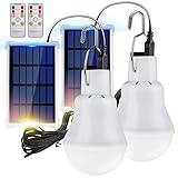 TechKen 2 Stk Solar Glühbirne Außen mit Lichtsensor und Fernbedienung,Solarlampen Hängend Solarlichter Solarbirnen Solar Birne Leuchte Solar Camping LED Lampe Solar Licht Beleuchtung Solar Leuchten