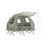 SoBuy Feldbett mit Zelt Schlafsack Wurfzelt Matratze und Zubehör Zelt 2 Person 2 Mann Zelt Feldbett 4in1-Zelt mit Campingliege Tarnfarbe BHT ca. 193x175x145cm OGS61-L-TN