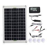 Fockety 30 A MPPT Solarladeregler und Solarpanel Set, 12 V, 24 V, 50 W, Wasserdichtes Solarpanel Ladegerät, Batterieladegerät für Wohnmobil, Anhänger, Boot, Marine, Camping, Notfall