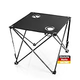 BigDean Campingtisch faltbar mit 2 Getränkehaltern Schwarz belastbar bis 30 kg – tragbarer & ultraleichter Tisch ideal für Camping, Garten, Festival & Angeln