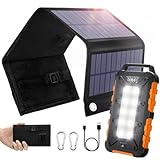 8W faltbaren Solarpanel mit Solar Powerbank 26800mAh PD 15W Solarladegerät QC3.0 USB C Schnelles Aufladen und 4 Ausgängen externer Akku Tragbares Ladegerät für Handys, Camping, Outdoor und mehr