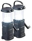 Semptec Urban Survival Technology Kurbelleuchte: 2er-Set LED-Camping-Laternen, Laden per Dynamo, Solar und USB (LED Kurbellaterne, Kurbellampen, Taschenlampe Kurbel)