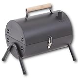 HOOZ Klappbarer Edelstahl Holzkohlegrill mit Deckel Schwarz - mobiler Holzkohle Klappgrill perfekt für Barbecue, Camping, Picknick und Festival - für Holzkohle und Briketts - Outdoor Kohlegrill