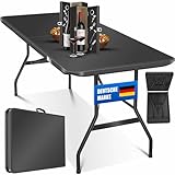 KESSER® Buffettisch Tisch klappbar Kunststoff 183x76 cm Campingtisch Partytisch Klapptisch Gartentisch für Garten, Terrasse und Balkon zusammenklappbar 6 Personen inkl. Tragegriff, Anthrazit