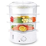 Aigostar Fitfoodie 30CFO - Dampfgarer mit Timer 9L, 3-Etagen Stapelkörbe (800W, BPA frei) .EINWEGVERPACKUNG