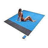 Senders Stranddecke, Picknickdecke, sandfreie Strandmatte, wasserdicht, leicht, 200 x 210 cm, faltbare tragbare Taschendecke, übergroße Campingmatte für Outdoor, Garten, Park, Gras, Rei