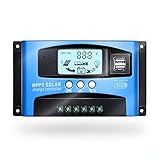 SolaMr 100A Solarladeregler 12V/24V Solarpanel-Batterie Laderegler mit LCD-Display und Doppeltem USB-Anschluss - 100A