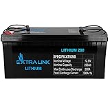 Extralink LiFePO4 200AH Lithium Batterie 12V 200AH Unbeaufsichtigtes BMS kein Memory Effekt LiFePO4 Akku kompakte Größe geringes Gewicht pefekt für Wohnmobil Boot Camping Solaranlage Solar