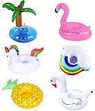 Getränkehalter Pool,Aufblasbare Getränkehalter,6 Stück Schwimmender Getränkehalter,Becherhalter Pool,Getränkehalter Flamingo,Ananas,Palme,Einhorn,Aufblasbarer Flaschenhalter,Aufblasbare Pool Spielzeug