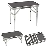 Bo-Camp Alu Mini Campingtisch Beistelltisch Koffertisch Garten 2 Höhen 34x56 Grau