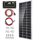 Topsolar 100W 12V Solarpanel Solarmodul-Set Monokristallines Off-Gitter-System für Wohnmobil, Boot mit 20A Solarladegerät Solar Laderegler, Hoher Wirkungsgrad