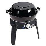 Cadac Gasgrill Safari Chef 2 Lite Outdoor Gas Camping Kocher 30 & 50 mBar - GreenGrill Keramikoberfläche, Edelstahl, Schwarz, 30 mBar