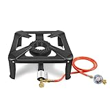 BACOENG Hockerkocher Gas 10KW, 4 Fuß Wok Campingkocher Inklusive 1.5 m Schlauch und 50 mbar Druckregler, 4-beiniger Gaskocher Camping Für Camping und Outdoor