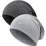 Kavya Dünne Mütze Herren Damen, Leichte Sommermützen Damen Herren 2 Pcs Weich Beanie Skull Cap Chemo Kopfbedeckung Damen Unisex Frühling Sommer und Herbst Winter