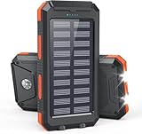 Solar Powerbank 26800mAh, Outdoor Solar Power Bank mit Solarpanel, Tragbare Solarpowerbank mit 2 USB-Ausgängen & 2 LED-Taschenlampen, Externes Solarladegerät für Smartphones Tablets