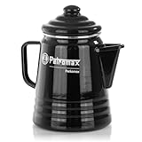 Petromax Perkolator aus Emaille - Kaffeekanne für verschiedene Herdarten und offenes Feuer - aromatischer Kaffee und Tee mittels Perkolator-Prinzip - Schwarz - 1,5 Liter