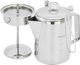 JJzex Kaffeekanne aus Edelstahl, 1,2 l Outdoor 9 Tassen Edelstahl Perkolator Kaffeekanne Kaffeemaschine für Camping Home Kitchen