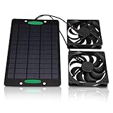 Agatige solar Ventilator, Solarpanel-Lüfter-Kit, 10W 800MA wasserdichtes solarbetriebenes Dual-Fan-Luftabsauger-Außenlüftungsgerät für Gewächshäuser, kleine Hühnerställe, Gewächshäuser, Schuppen