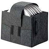 Praktische Teller Aufbewahrung - Filz Tassenhalter für 8 Teller, Ordentlicher Schubladenorganizer für Wohnmobil, Camping, Schublade,Regal und Schrank - 27 * 20 * 18 cm (Grau)