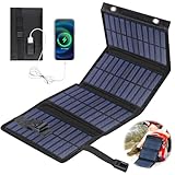 Vegena 20W Faltbares Solarpanel - Tragbares Monokristallines Solar Ladegerät Wasserdicht für Outdoor-Aktivitäten, Camping Solar Charger Solar Panel (Schwarz)