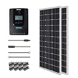 Renogy 12V 1KWh Solaranlage, Inselanlage Solar Set mit 200W 12V Monokristallin Solarmodul, 12V 20A MPPT Solarladeregler, Kabeln und Halterungen für Garten, Balkon, Camper, RV und Wohnmobil