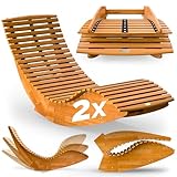 Casaria® 2 Personen Java Gartenliege Holz Wetterfest Klappbar Ergonomisch 160kg Belastbarkeit FSC® Akazie Garten Sauna Liege Holzliege 195x60x93cm