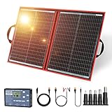 DOKIO 100W 18V Faltbar Solarmodule Monokristalline mit Solarregler(Lcd-Anzeige + 2 Usb-Ausgang) FüR 12v Batterie, AGM, Gelbatterie, SäUrebatterie, Generatoren