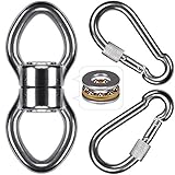 SELEWARE Wirbel für Hängesessel & Hängestühle, Drehwirbel mit 2 Karabinern, Silent Bearing Swing Swivel 360 ° -Drehzubehör zum Aufhängen für Baumschaukeln, Hängesessel, Kletterseil, Yoga