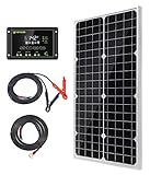 TP-solar 30W 12V Monokristallines Solarmodul Solarpanel Solarzelle Kit mit 10A Solarladegerät Laderegler Photovoltaikanlagen Solarbetriebene für Caravan Camper Boot, Hoher Wirkungsgrad