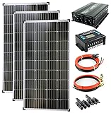 solartronics Komplettset 3x130 Watt Solarmodul 1500 Watt Wandler Laderegler Photovoltaik Inselanlage