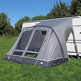 your GEAR Luftvorzelt Vicenza 350 AIR - aufblasbares Vorzelt 350 x 250 cm Wohnwagenvorzelt mit UPF 50+ Sonnenschutz und 5000 mm Wassersäule, graues Teilvorzelt Reisevorzelt Zelt inkl. Luftpumpe