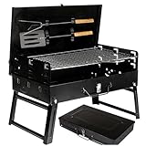 Five-Star Grill & Chill, Camping Grill, Mini Grill, Einweggrill - Holzkohlegrill, Campinggrill, Grill zum Mitnehmen, Kleiner Grill, Klappgrill, BBQ Grill, Koffergrill, model GC0015