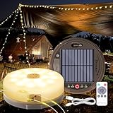 HELESIN Camping Lichterkette Aufrollbar 12,8M 128 LED, Solar&USB Aufladung Camping Lampe Tragbare 3600mAh, Solar Camping licht Dimmbar 5 Beleuchtungsmodi für Camping Party Gartendeko