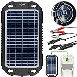 revolt Solarpanel 12V: Solar-Ladegerät für Auto-Batterien, Pkw, Wohnmobil, 12 Volt, 10 Watt (Solar Ladegeräte für Autobatterien, Solar Kfz, Batteriewächter)