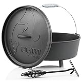 BBQ-Toro Dutch Oven Alpha Serie | 5,5 Liter (DO6A), Topf mit Füße | bereits eingebrannt - preseasoned | Gusseisen Kochtopf | Bräter mit Deckelheber