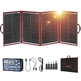 DOKIO Solarpanel Faltbar 200W 18V Kit Monokristalline mit Solar Ladegerät (LCD Anzeige + 2 USB Ausgang) und Kabel Für 12V Kfz Batterie, AGM, GEL, Säurebatterie, Generatoren plug and play