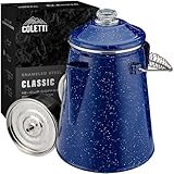 Coletti Klassische Emaille-Perkolator-Kaffeekanne (blau, 12 Tassen) – die originale, moderne Camping-Kaffeemaschine – unverzichtbar für den Campingplatz-Braumeister