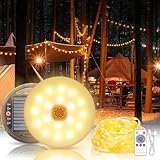 FLSEPAMB 130 LED 12M Solar Camping Lichterkette Aufrollbar 3 In 1 Multifunktional,3600 Mah Campinglampe Solar mit Powerbank,SOS Leuchtfunktion Camping Zubehör Balkon Deko Solar/USB Aufladung